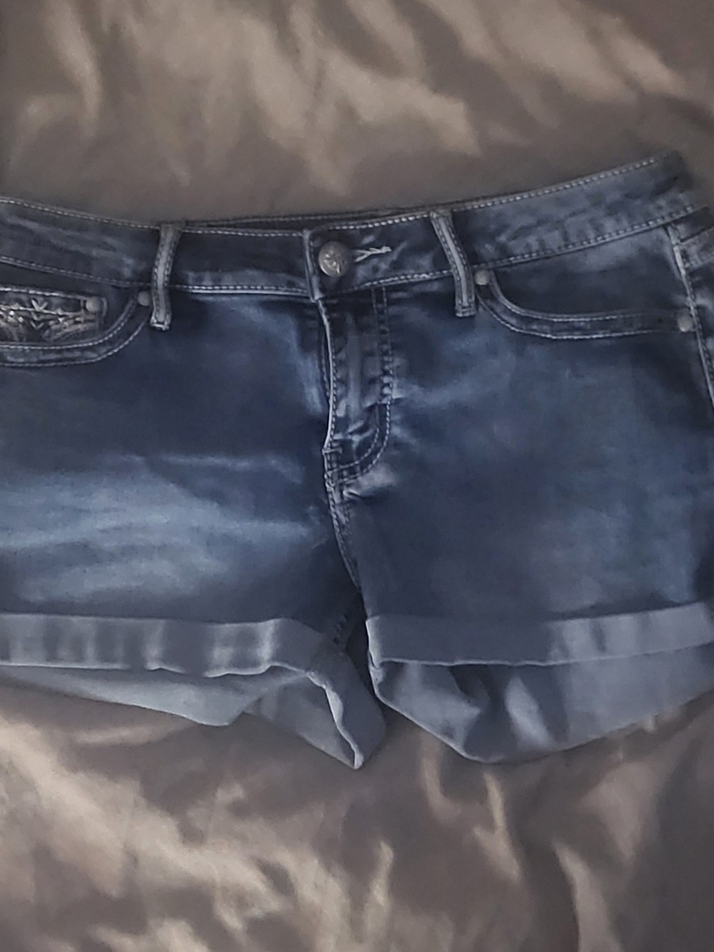 Faded Washed Denim Shorts